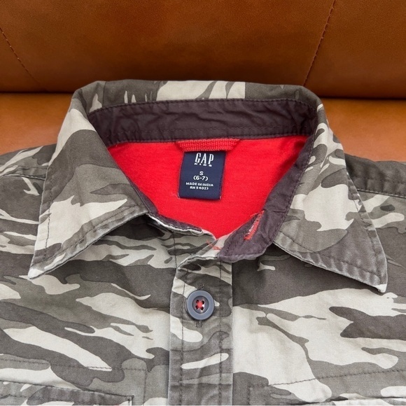 Gap Kids Boys Utility Camo Army Shacket Jacket Shirt Outerwear Cotton Size 7 - Picture 6 of 13